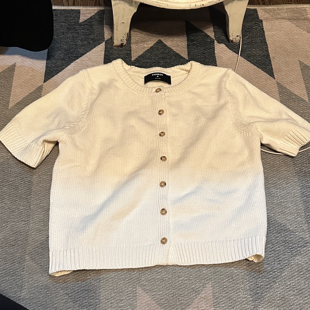 Express Cream Button-Up Cardigan sweater